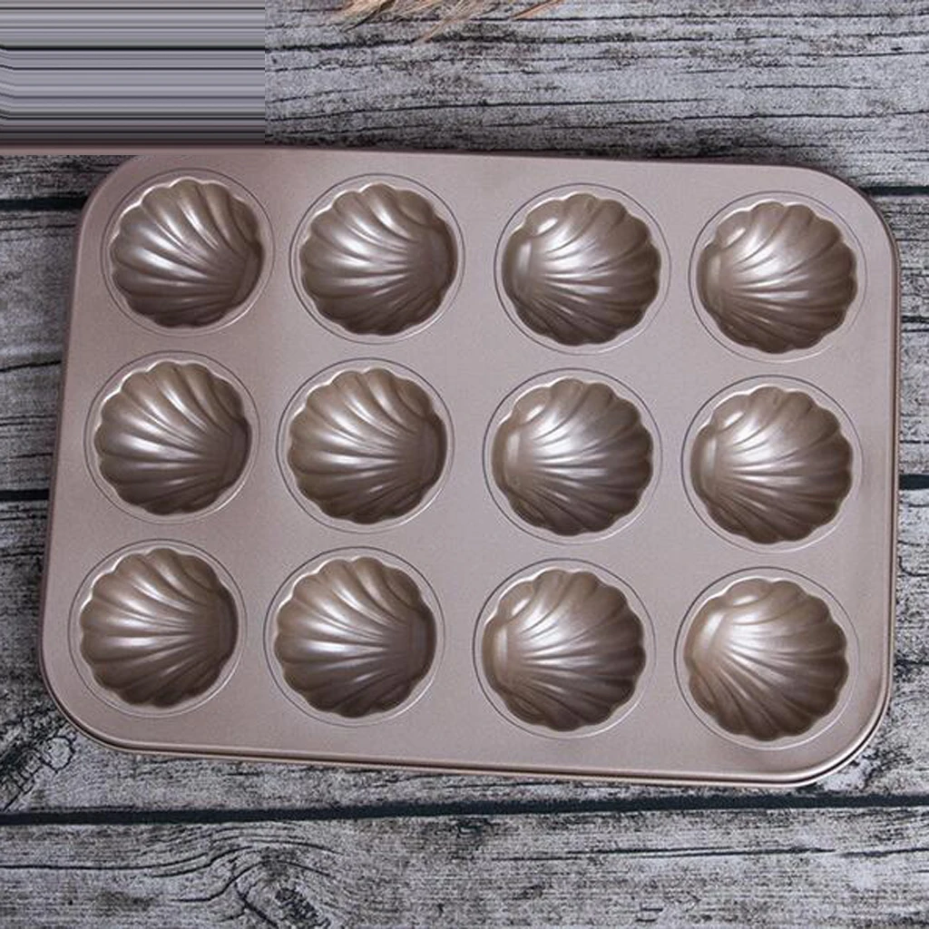 12-Cavity Carbon Steel Homemade Madeleine Cookies Nonstick Madeleine Baking Sheet Cake Chocolate Candy Cookie Mold