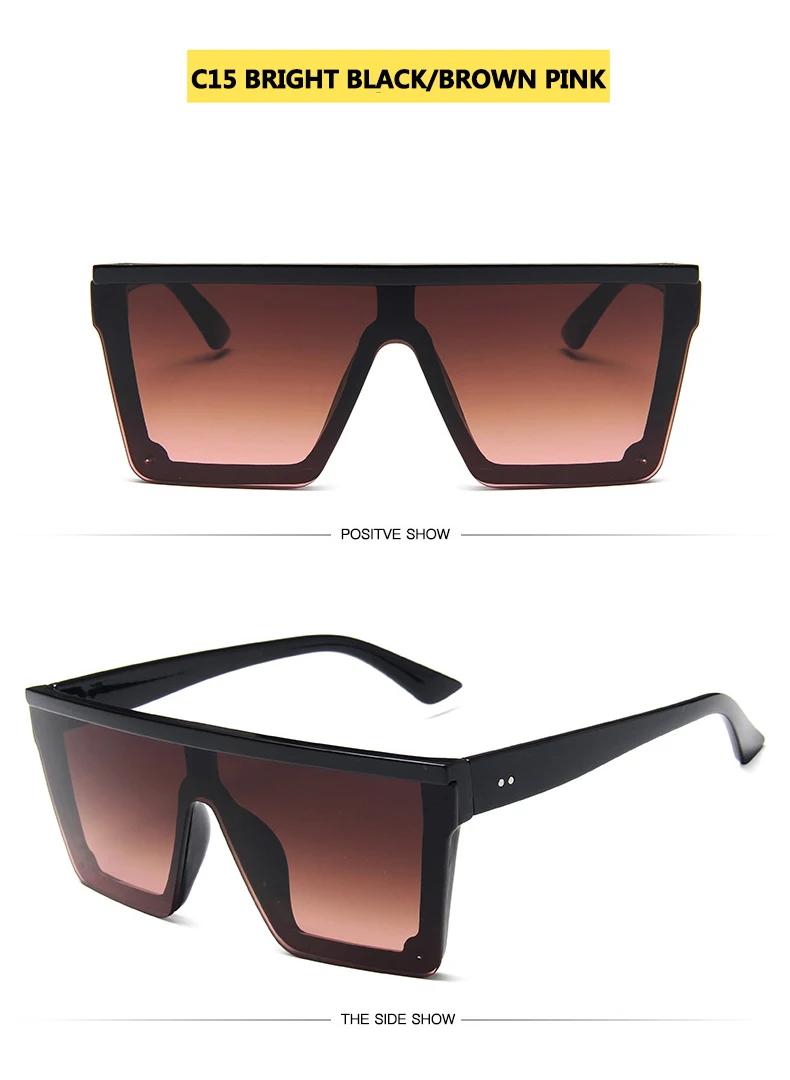 LE Square Polarized Sunglasses Women Men Italian Brand Design Flat Top Glasses 