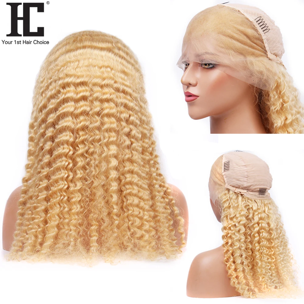 13X4 Blonde Lace Front Human Hair Wigs With Transparent Lace Pre Plucked Malaysian Deep Wave Remy 613 Lace Front Wig Can Be Dyed photo