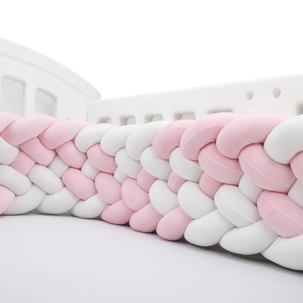 6 Knotted 200cm Braided Baby Bed Bumper Soft Pad Cushion Nursery Cradle Infant Room Long Braid Pillow crib bumper