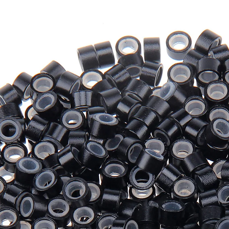 1000pcs/pack 5*3*3mm Aluminum Silicone Bead Tubes Hair Extension Micro Rings Loops Soft Hair Rings Hairstyle Accessories