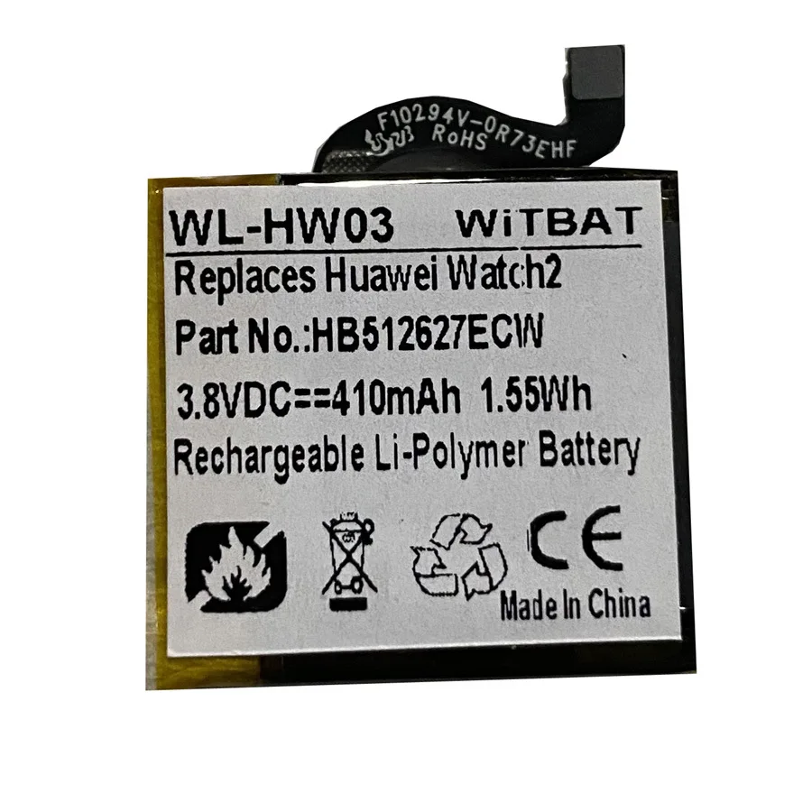 

ZHUJI 410mAh Battery for Huawei Watch 2, Watch 2 Pro Smart Watch,HB512627ECW