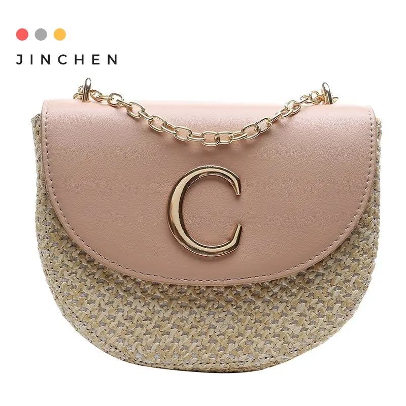 

New Small Women Beach Bags 2020 Summer Lady PU Straw Shoulder Bag Lady Totes Handbags Chain Crossbody Bags for Female Sac Gifts