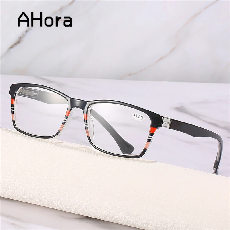 Ahora Fashion Striped Reading Glasses for Presbyopia Square Women Men Presbyopic Eyewear +1.0 1.25 1.5 1.75 2.0 2.25 2.5 2.75 3 |
