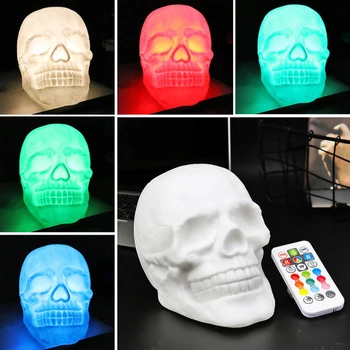 

Home Decoration Colorful Funny USB Charging Kids LED Patting Party Gift Atmosphere Skull Head Night Light Halloween