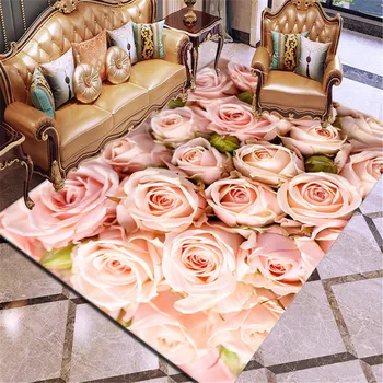 

3D Printing Carpet Rose Flower Rug Multicolor Pink Red Wedding Large Living Carpet Room Carpet Mat Antislip Room Home Girls