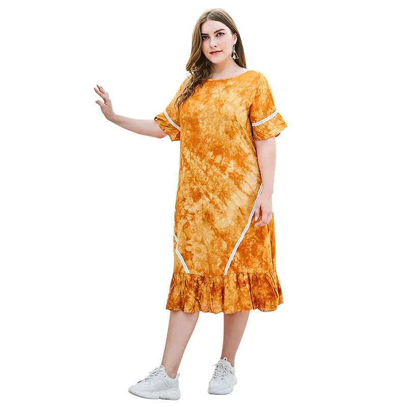 

WHZHM Backless Party Plus Size 3XL 4XL Flare Sleeve Dress Women Loose Sexy Ladies Elegant Lace Patchwork Ruffles Dresses Female
