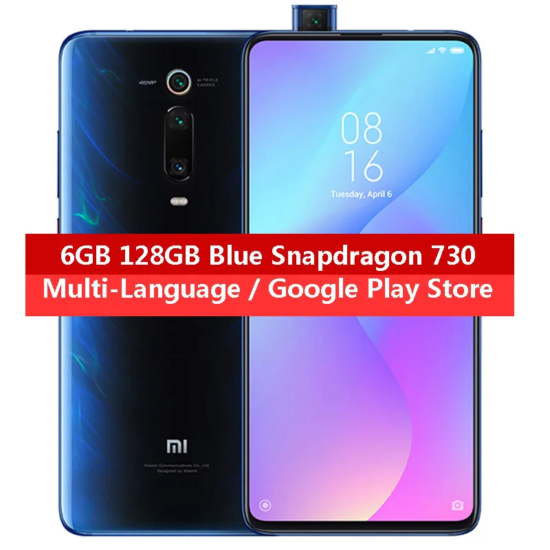 Blue 6GB 128GB Xiaomi mi 9T 6 ГБ 128 мобильный телефон Snapdragon 730 48MP AI сзади Камера 4000 мА/ч, 6,3" AMOLED Дисплей mi UI глобальная версия - Color: Blue 6GB 128GB