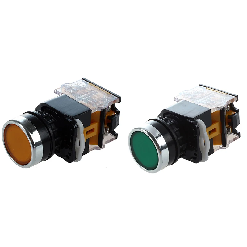 

2 Pcs LA38-11/203 Push Button Momentary Heavy Duty Power Press Switch, Green & Yellow