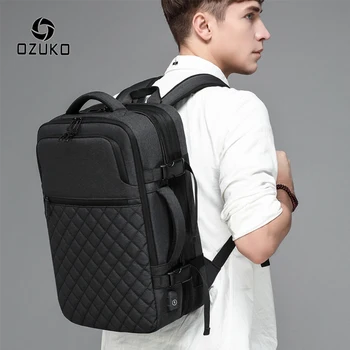 

OZUKO Expandable Waterproof Men's Backpack Large Capacity USB Charging Laptop Backpack Male Casual Outdoor Travel Bag Mochila