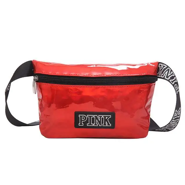 Розовая поясная сумка голографическая набедренная сумка черная поясная сумка лазерная мини поясная Сумка водонепроницаемая поясная сумка светоотражающий мужской кошелек - Цвет: red