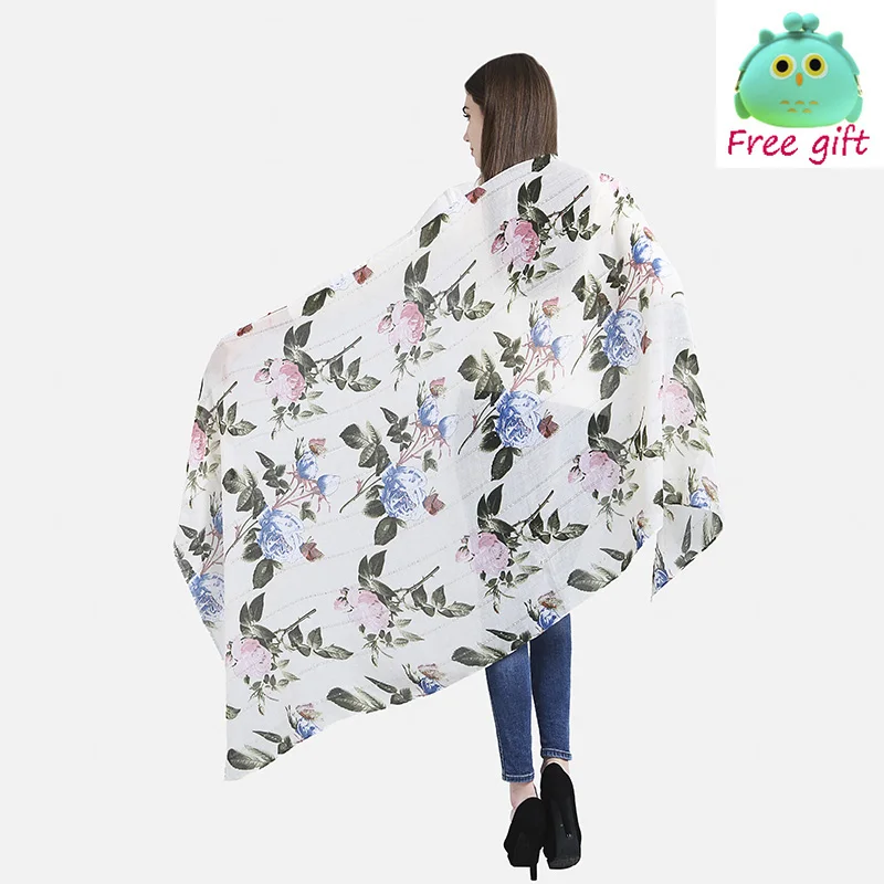 

YILIAN Brand Wholesale 50pcs Can mix color Thin Scarf Beach Sequins Summer Scarf Tops Flower Print Shawls and Wraps