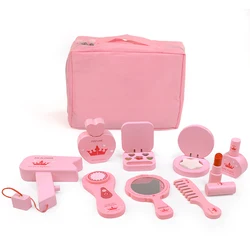 Jouet de maquillage en bois pour enfants, jouet de Simulation pour jouer à la maison, rouge à lèvres, vernis à ongles, ensemble de jouets cosmétiques, jouet éducatif, cadeau pour filles 