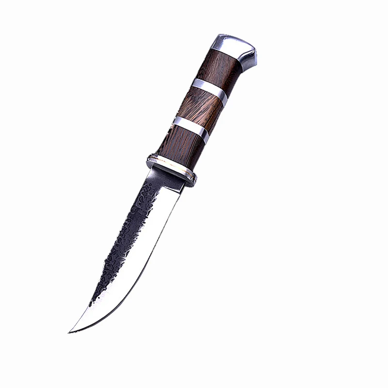 Swayboo 440C Steel Fixed Blade Knife Color Wooden Handle hunting Knife Outdoor Survival Knives With Nylon Knife Camping - Color: Tricolor