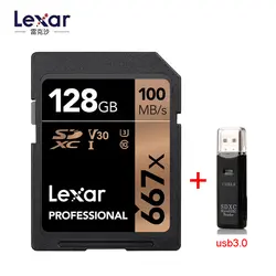 2019 новый оригинальный Lexar Профессиональный 667x SDXC UHS-I 64 Гб 128 ГБ 256 ГБ карты до 100 МБ/с. читать с возможностью поворота на 90 МБ/с. записи