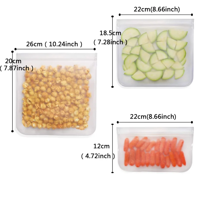 Food Storage Bags Reusable BPA Free Silicone Sandwich Liquid Meat Fruit Containers 1Pc
