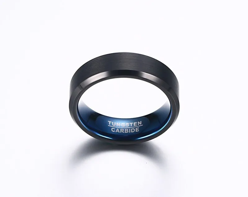 Vnox 6mm 8mm Schwarz BlueTungsten Hochzeit Bands Ringe für Männer, Matte Gebürstet Oberfläche Zentrum, UNS Größe 4 zu 12 – Detail 9