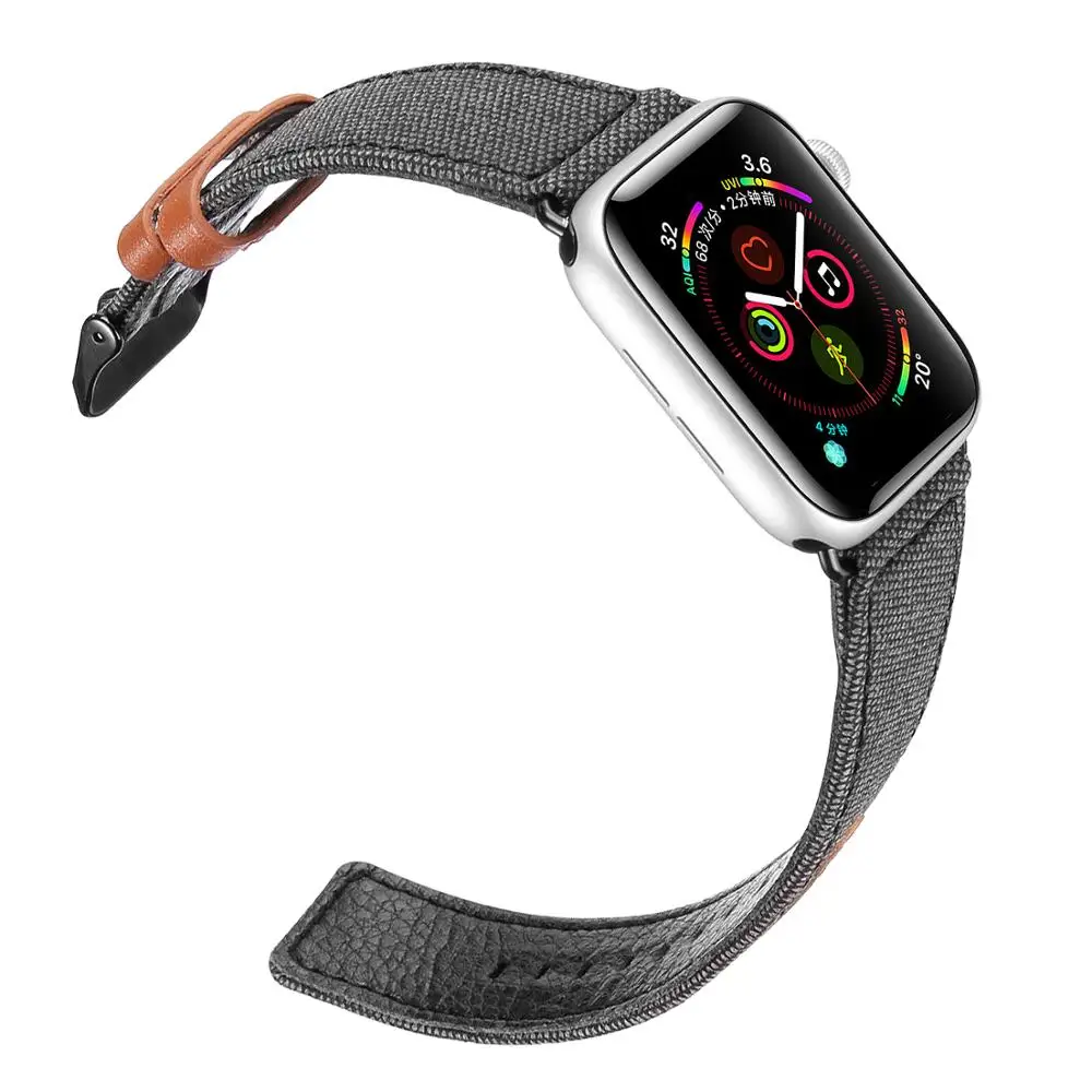DUX DUCIS PU кожаный ремешок для часов Apple Watch Series 4 3 2 1 тканевый Повседневный ремешок Пряжка для Apple Watch 4 44 40 42 38 мм