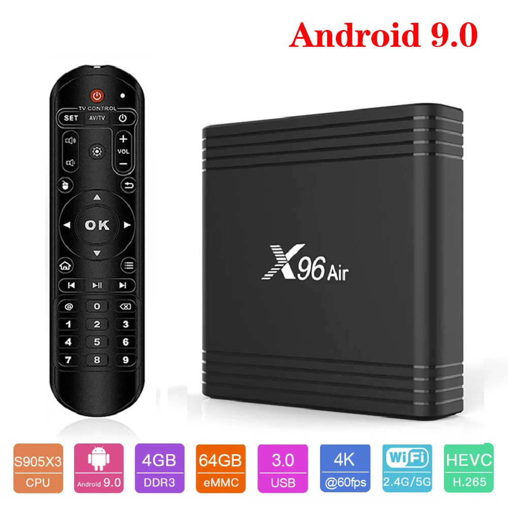 X96 Air Smart tv Box Android 9,0 Amlogic S905X3 4 ГБ 32 ГБ 64 Гб 4K 8K 24 кадров в секунду Мини Android Box Netflix X96Air телеприставка 5 шт./лот