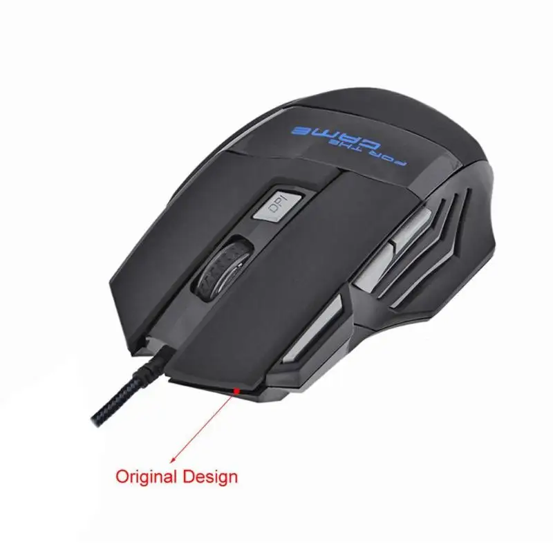 Professional 7 Buttons Adjustable USB Cable LED Optical Gamer Mouse 5500DPI Wired Gaming Mouse for Computer Laptop PC Mice Black