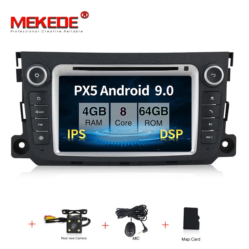 MEKEDE Android 9,0 ips экран Автомобильный мультимедийный радио плеер для Mercedes Benz Smart Fortwo 2011- dvd авто радио DSP wifi BT - Цвет: 64G  camera