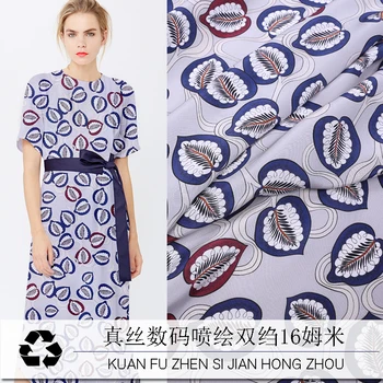 

19 Summer New 114cm Wide 16momme100%silk for Diy Sewing Dress Fabric Crepe De Chine Digital Printing Fashion Cloth Free Shipping