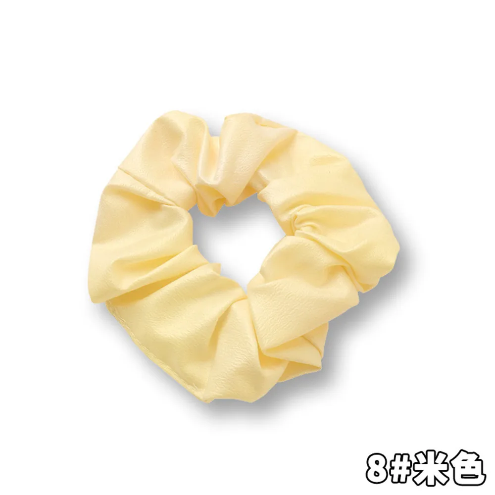 Beige Креативные Новые ПУ Твердые кольца для волос девушки конфеты цвета дамы заколки для волос аксессуары резинка для волос Веревка - Цвет: Beige