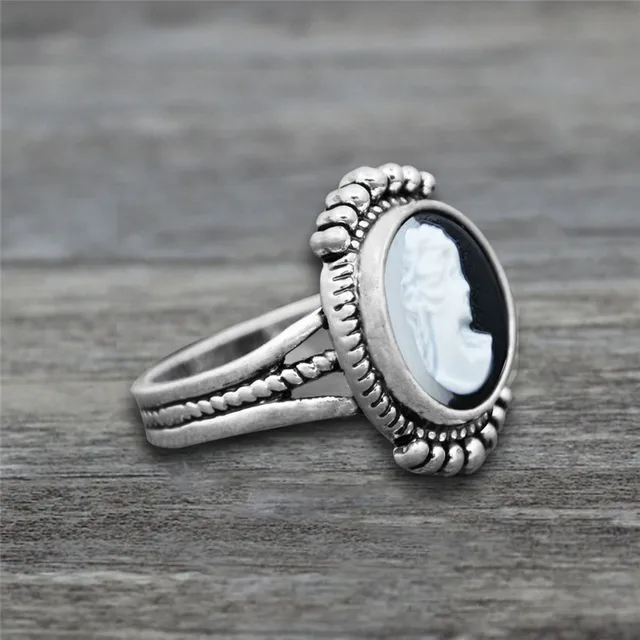 Primavera Cameo Blue Agate Ring Silver Bird Price Producer - Jovon