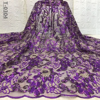 

Nigerian lace fabric 2019 high quality lace orange latest african laces 2019 luxury sequin Purple lace fabric for wedding