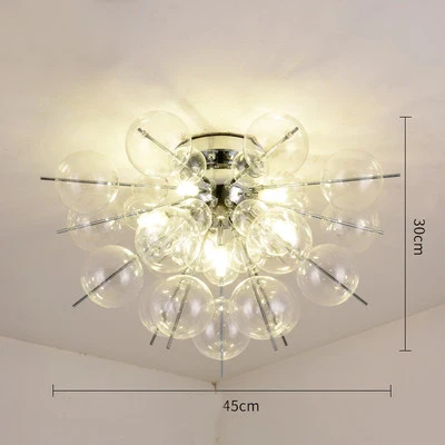 Nordic glass ball bubble pendant lamps post modern art restaurant bedroom living room pendant lgihts - Цвет корпуса: D45CM clear ceiling