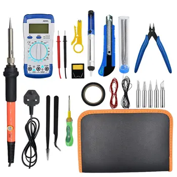 

21PCS 60W Adjustable Electric Soldering Iron Kit with A830L Multimeter Inner Heat Welding Solder Pencil Repair Tool Pen