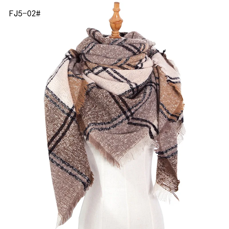 

Fashion Cashmere Women's Triangular Scarf Plaid Warm Scarves Female Shawls Pashmina Bandana Neck Wraps for Ladies Winter