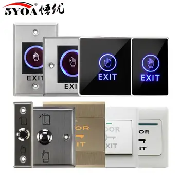 Abridor de interruptor de liberación de botón de salida de puerta, luz LED NO COM NC para sistema de Control de acceso de puerta, apertura táctil