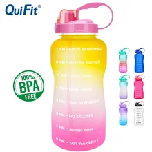 QuiFit bouteille deau de 2l ou 3,8 l Gallon Tritan pour sportifs, contenant de la paille, grand Shaker de protéines, gourde, gobelet, sans BPA, pour sportifs en plein air 