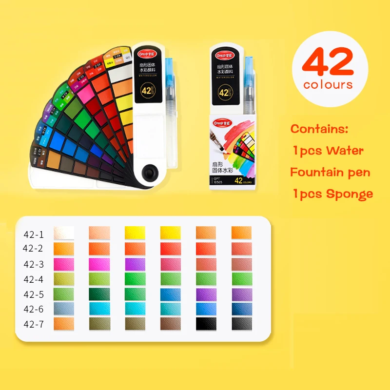 Portable18/24/36/42 Colors Solid Watercolor Paint Set Watercolor Pigment  With Water Pen For Beginner Painting Art Supplies - AliExpress