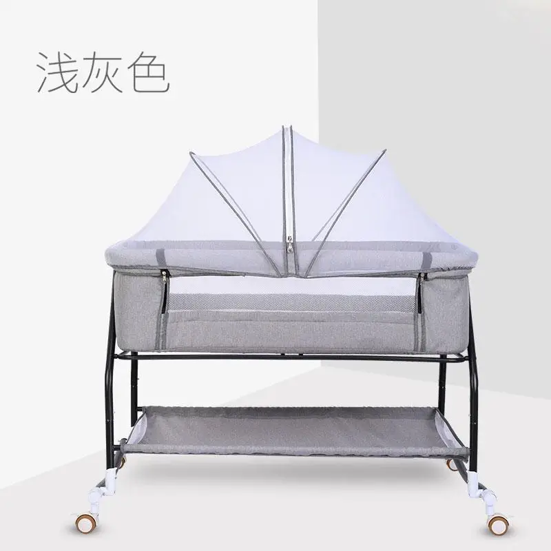 Детская кровать, новорожденный сплайсинга большая Колыбель Bb, колыбель, многофункциональный, подвижный и складной - Цвет: gary
