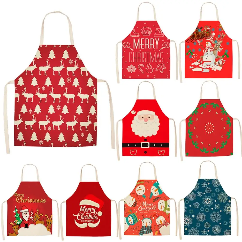 QIFU Санта Клаус, хлопковые льняные фартуки, рождественские украшения для дома, рождественские подарки, кухонные аксессуары, год
