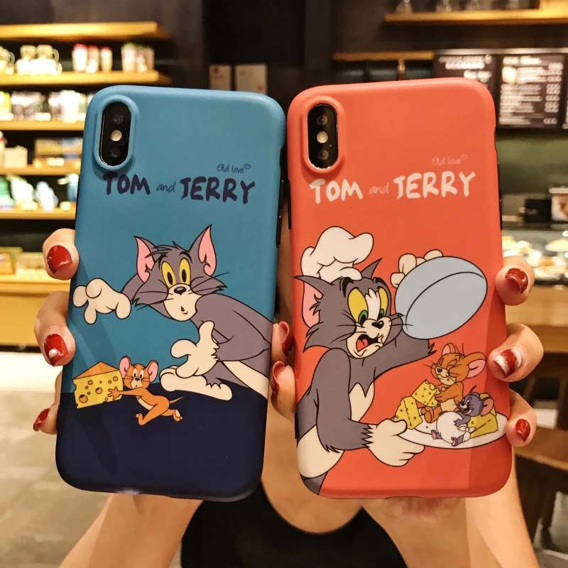 Funny Cartoon Tom&ampJerry Apple Phone Case Soft TPU Silicone Anti-Knock Fitted Protector For Iphone 6 7 8 S Plus X XR XS XSMAX |