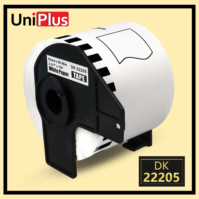 UniPlus Compatible for Brother DK-22205 DK 2205 Replacement Labels 62mm Width Continuous Length Paper Roll Label QL-1060N 720NW
