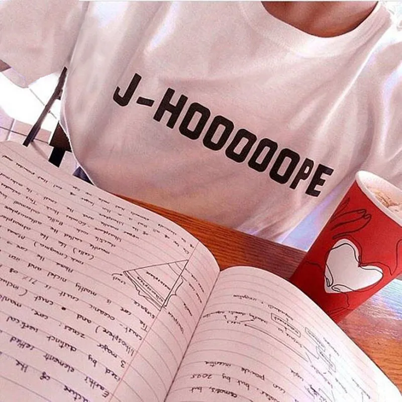 Женская/мужская футболка J-HOOOOOPE JHOPE модная Корейская с коротким рукавом в стиле