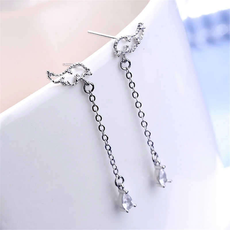

Factory Direct Sale Korean Fashion Angel Wing Dangle Earrings 925 Sterling Sliver Water Drop Women Fashion Earrings 2019 SE753