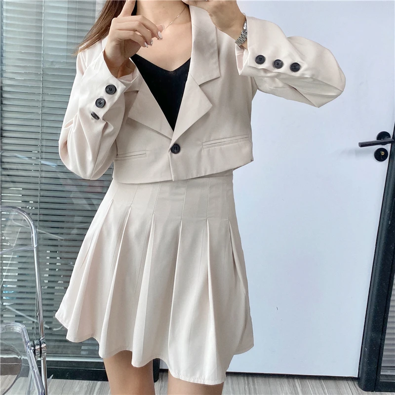 

2020 Autumn clothes for women 2 piece sets womens outfits Jacket Skirt Suits two piece set women crop top chandal mujer conjunto