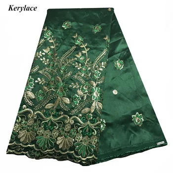 

Latest 2020 Raw Silk Embroidery High Quality Green George Lace Fabric African Evening Sewing Sequins Material 5 Yards KRL-92204
