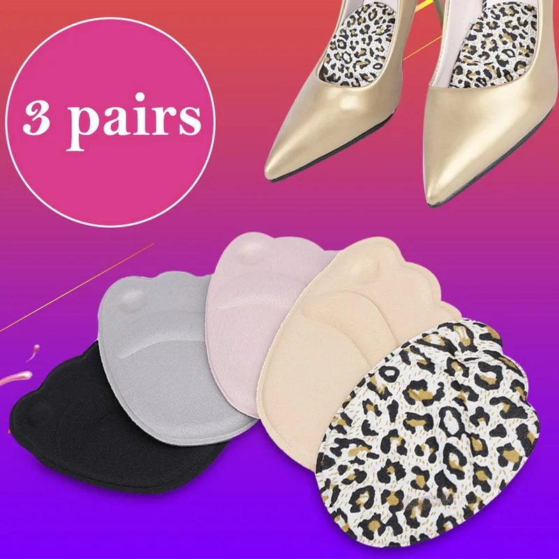 SHUJIN 3 Pairs Useful Sole Heel Foot Cushions Forefoot-Slip Insole Breathable Shoes Women Protection Foot Pad Soft Pump Insert