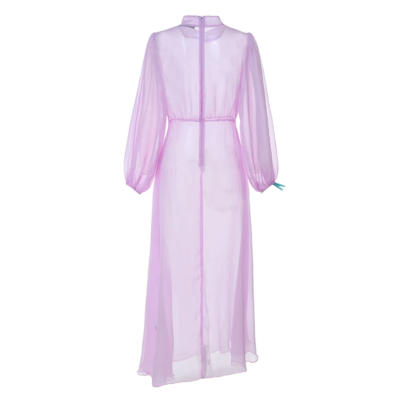 Женское богемное длинное платье, лето, пляжное платье с рукавом-фонариком, сексуальное прозрачное повседневное свободное платье размера плюс