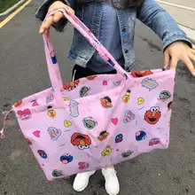 Уличная хозяйственная сумка с рисунком из мультфильма, Экологичная сумка для путешествий, Большая вместительная сумка для хранения, складная сумка на плечо