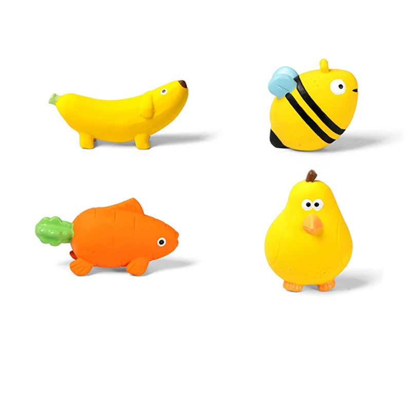 

Q-MONSTER Dog Toy Thick Walled Natural Rubber Squeaky Chew Toy Fruit Animal Interactive Toy for Dog Teeth Cleaning