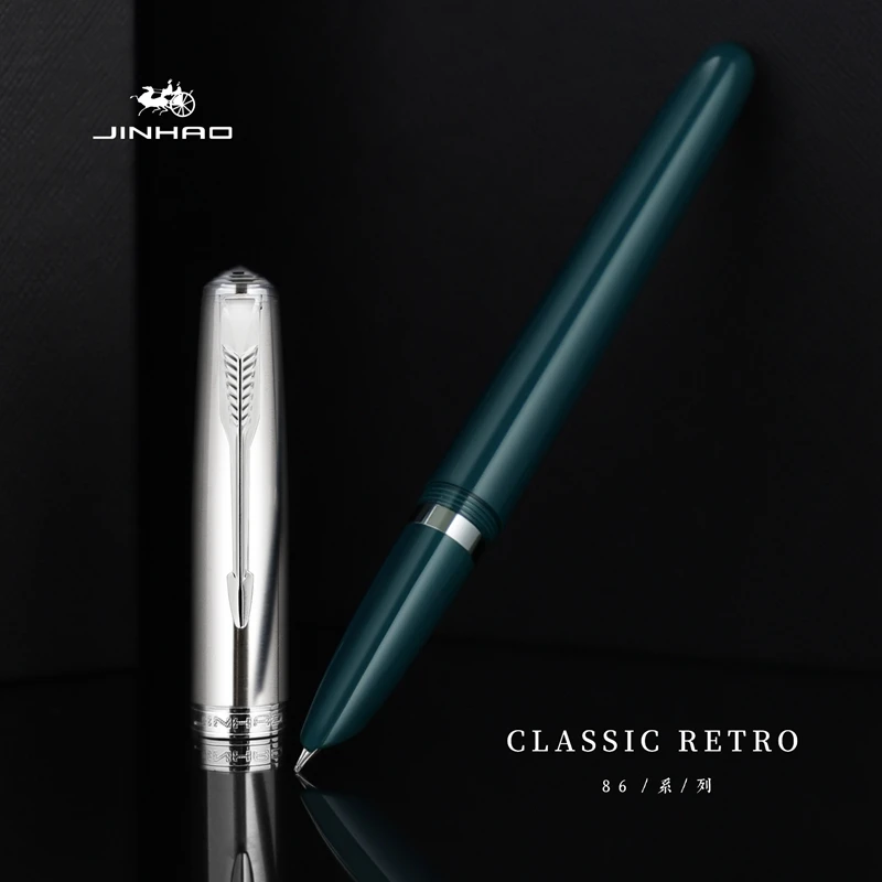 

Jinhao 86 Classic Retro Fountain Pen Balanced Weight Silver Arrow Clip Extra Fine Nib Office School Daily Writing A6277