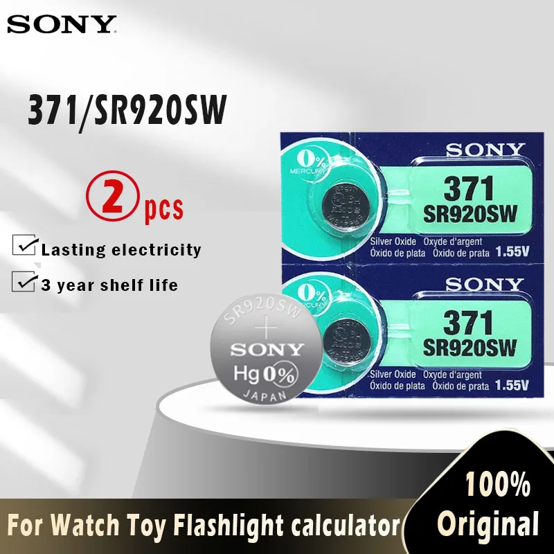 2 uds Original Sony 371 SR920SW 920 LR920 AG6 LR920 LR69 171 de 1,55 V de la batería óxido de plata para relojes de juguete calculadora hecho en Japón