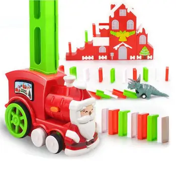 

Kids Motorized Santa Domino Train Car Set Blocks Springboard Bridge Set Colorful Bricks Plastic Toy Christmas Gift For Children